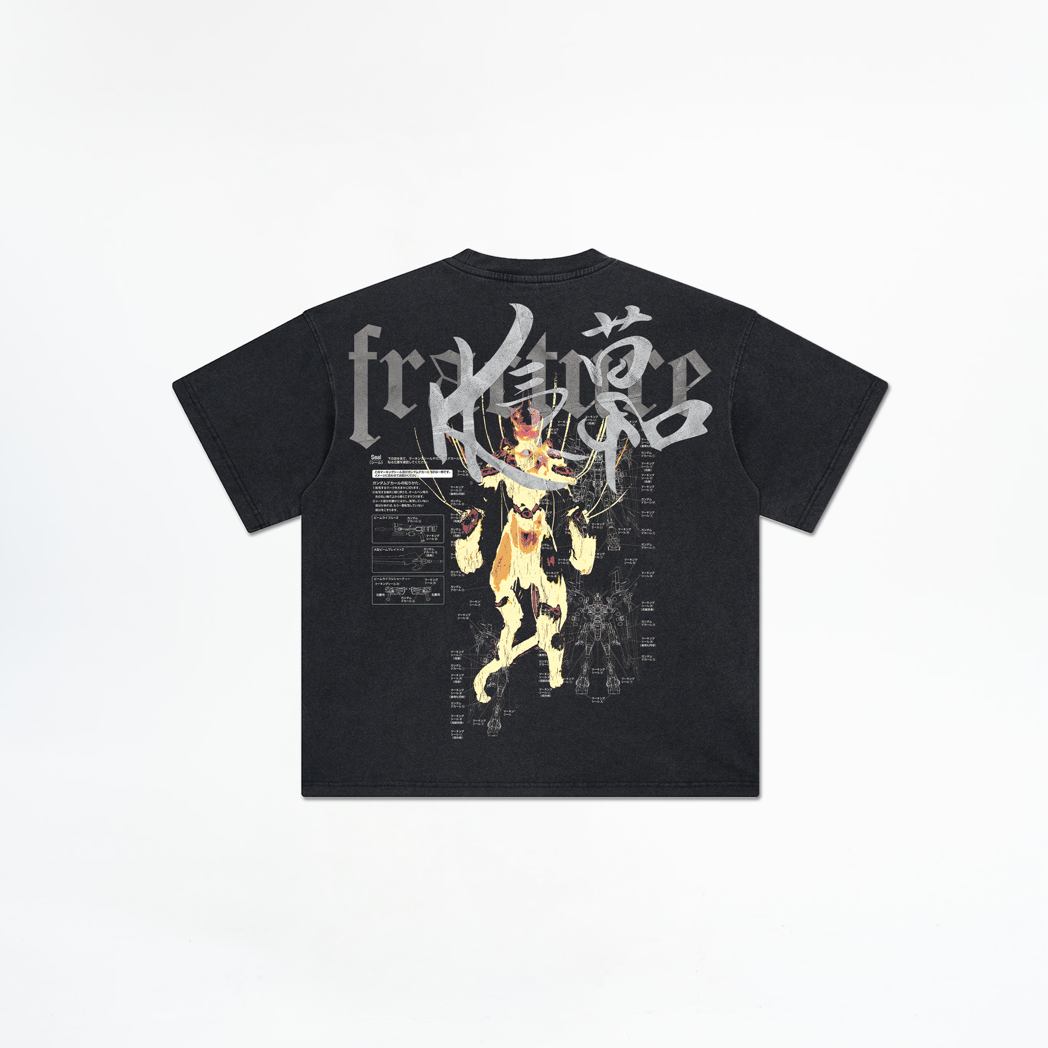 90s broken ”grange”ペイント“鬼フェード“ shirt GUNDAM TEE – Fracture Kenkyo