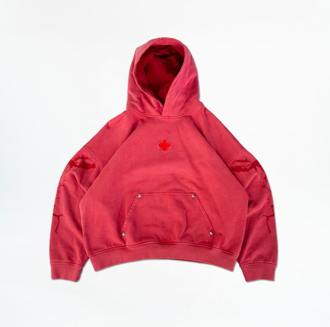 PEACE TREATY HOODIE - WASHED SCARLET