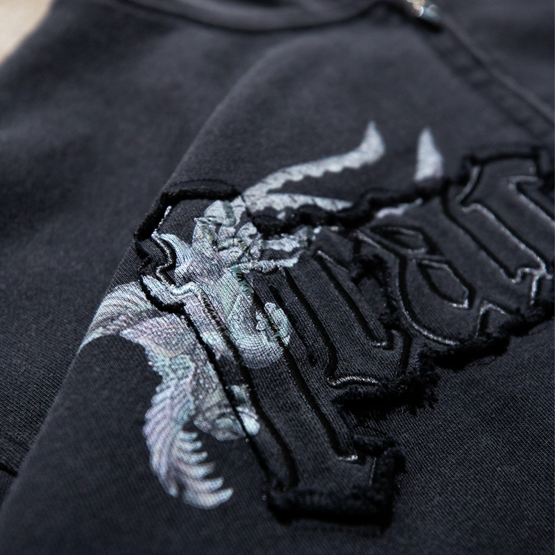 DISTRESSED LACQUER ZIPUP